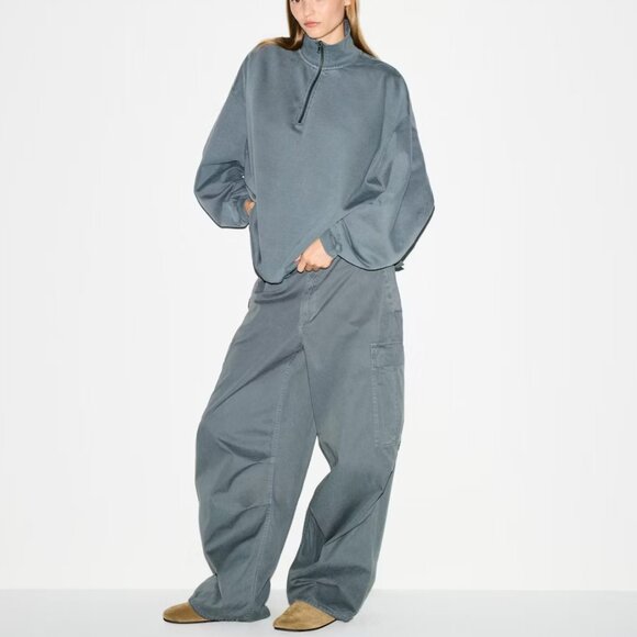 NWT SKIMS Boyfriend Fleece Oversized Sweat Set - Zircon - Size Small - Picture 1 of 11